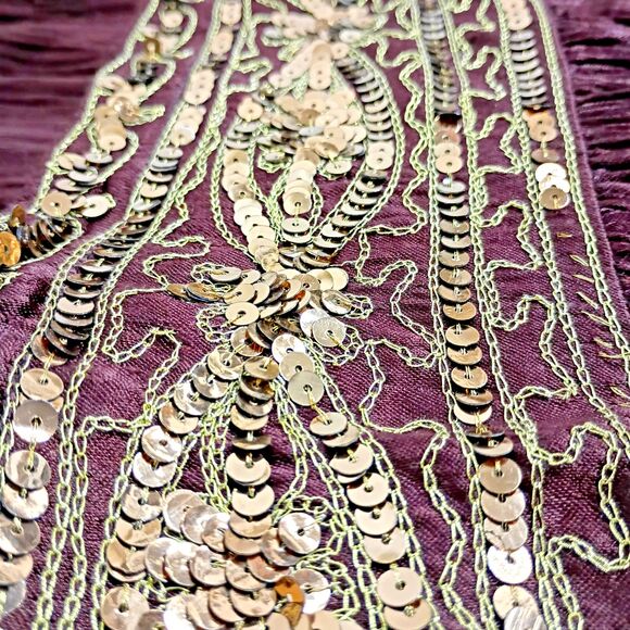 Cache Vintage Y2K Broomstick Sequin Skirt Sz 4 Brown Satin Boho Glam Festival - Picture 5 of 13